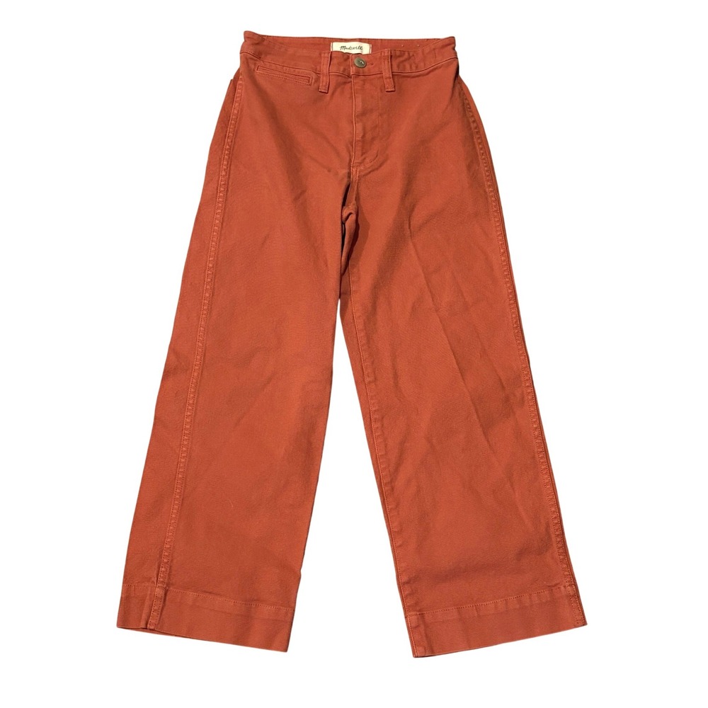 Madewell Pants Women 23 Burnt Orange Slim Emmett Wide-Leg Crop High Rise Canvas